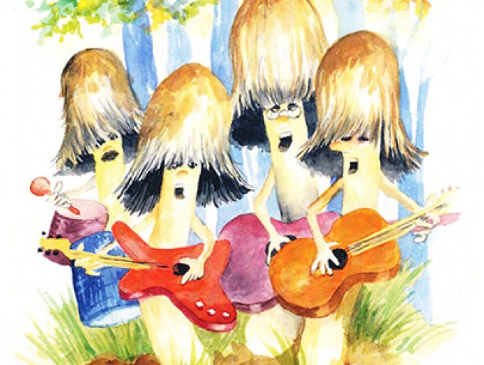 Buchcover: Evelyn Filep (2016) Das Konzert im Wald – ein Kinderbuch über Pilze