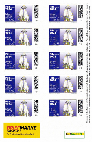 Briefmarkenbogen „Pilz des Jahres 2024"