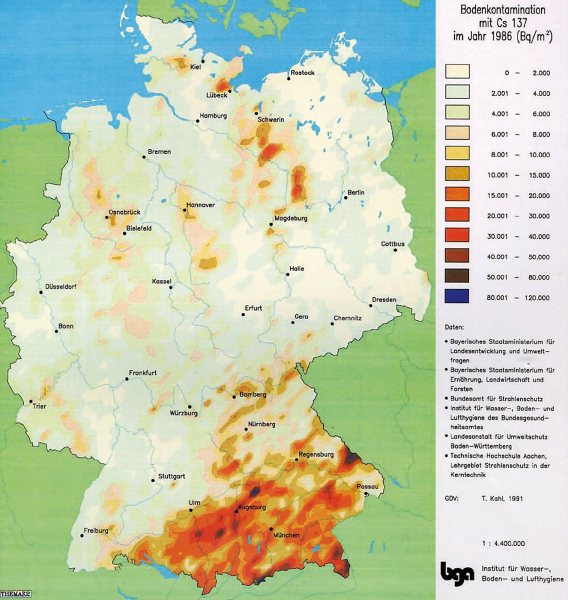 Bodenkontamination mit Cäsium-137 in Deutschland (1986)